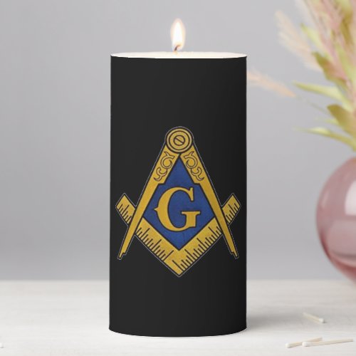 Freemason Masonic Square and Compass Freemasonry Pillar Candle