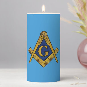 Freemason Masonic Square and Compass Freemasonry Pillar Candle