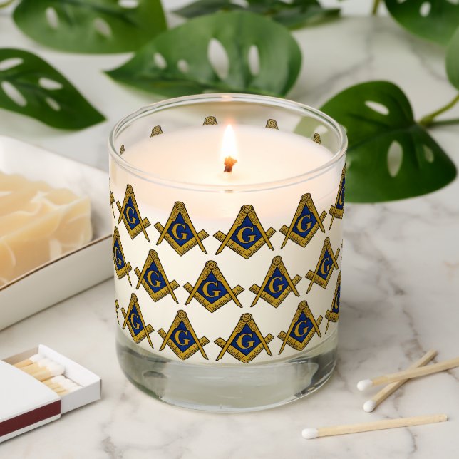 Freemason Masonic Square and Compass Freemasonry Scented Candle (Lit)