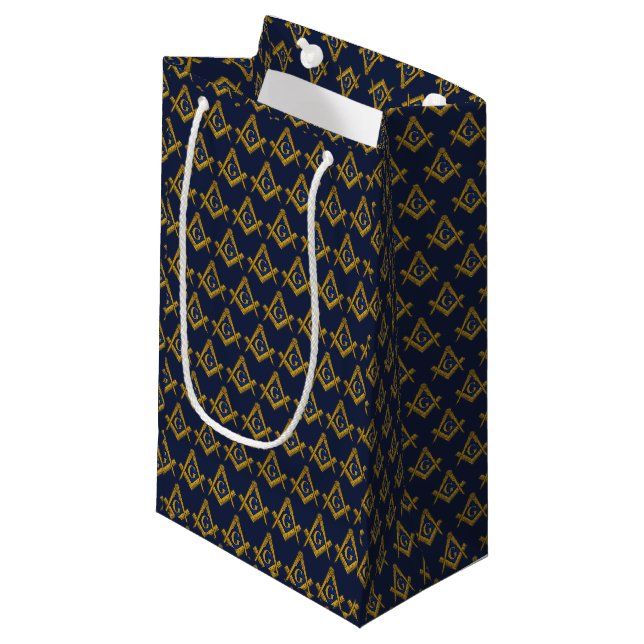 Freemason Masonic Square and Compass Freemasonry Small Gift Bag (Front Angled)