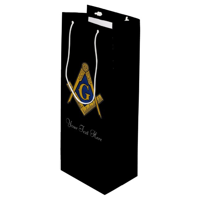 Freemason Masonic Square and Compass Freemasonry Wine Gift Bag (Front Angled)