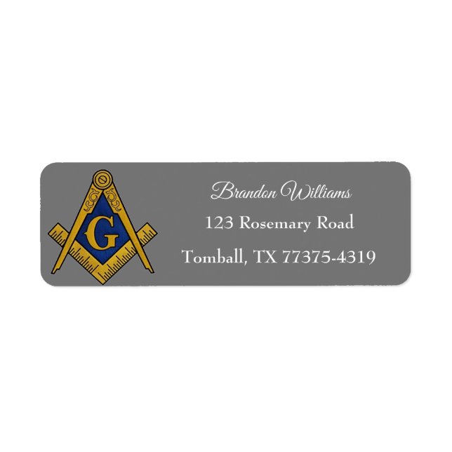 Freemason Masonic Square and Compass Grey Label (Front)