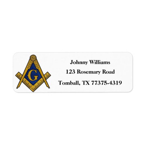 Freemason Masonic Square and Compass  Label
