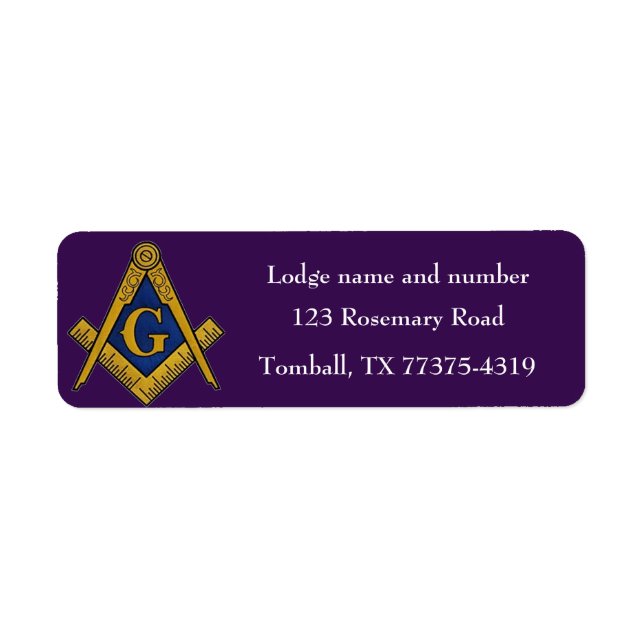 Freemason Masonic Square and Compass Purple Label (Front)