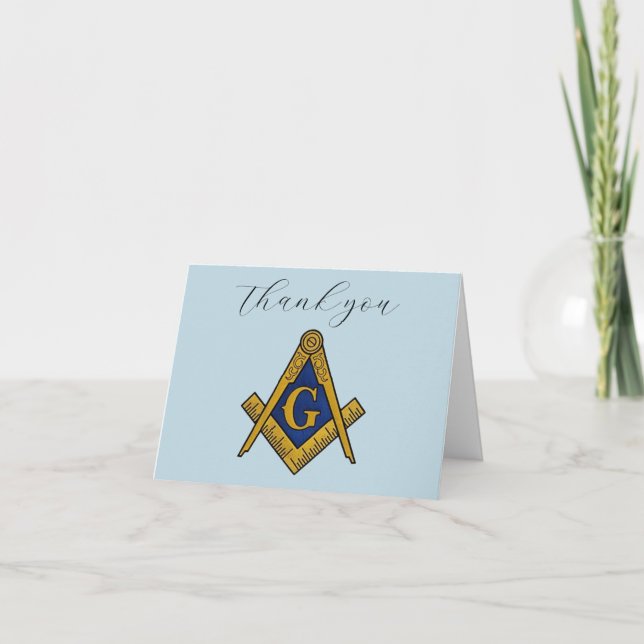 Freemason Masonic Square and Compass Thank you  Card (Front)