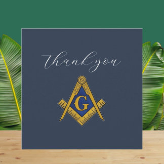 Freemason Masonic Square and Compass Thank you Card