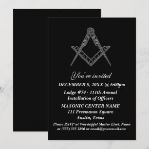 Freemason Masonry Black Masonic Invitation
