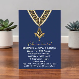 Freemason Masonry Blue Square and Compass Invitation