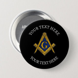 Freemason Masonry Masonic Black Square and Compass Button