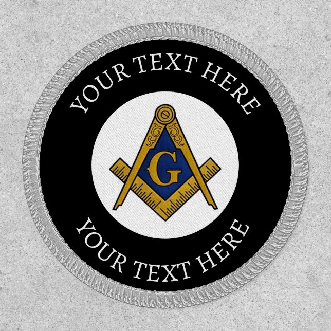 Freemason Masonry Masonic Black Square and Compass Patch (Front)