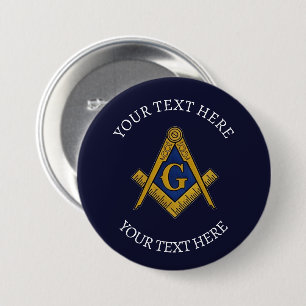 Freemason Masonry Masonic Navy Square and Compass Button