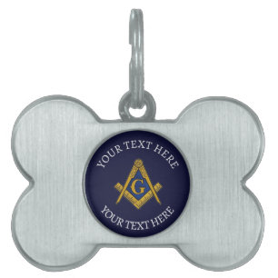 Freemason Masonry Masonic Navy Square and Compass Pet ID Tag