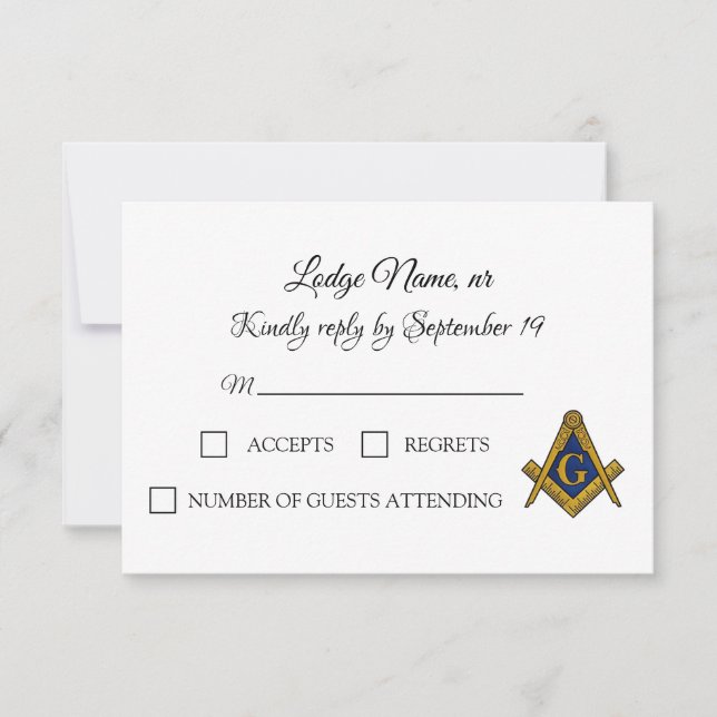 Freemason Masonry Masonic RSVP Card (Front)