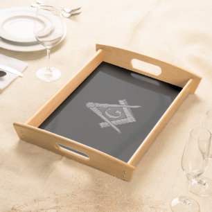 Freemason Masons Masonry Masonic Compass Serving Tray