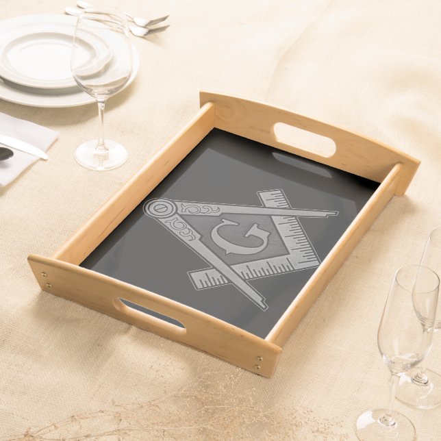 Freemason Masons Masonry Masonic Compass Serving Tray (Front)