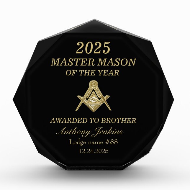 Freemason Master Mason Lodge Masonry Acrylic Award (Front)
