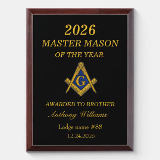 Freemason Master Mason Lodge Masonry Award Plaque