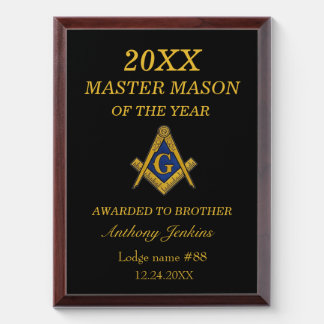 Freemason Master Mason Lodge Masonry Award Plaque