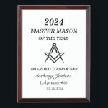 Freemason Master Mason Lodge Masonry Award Plaque<br><div class="desc">Freemason,  Master Mason,  lodge,  acrylic award.</div>