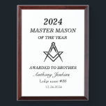 Freemason Master Mason Lodge Masonry Award Plaque<br><div class="desc">Freemason, Master Mason, lodge, acrylic award.</div>