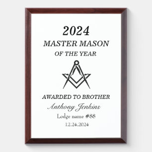 Freemason Master Mason Lodge Masonry Award Plaque