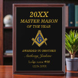 Freemason Master Mason Lodge Masonry Award Plaque<br><div class="desc">Freemason,  Master Mason,  lodge,  award plaque.</div>