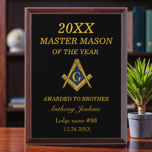 Freemason Master Mason Lodge Masonry Award Plaque