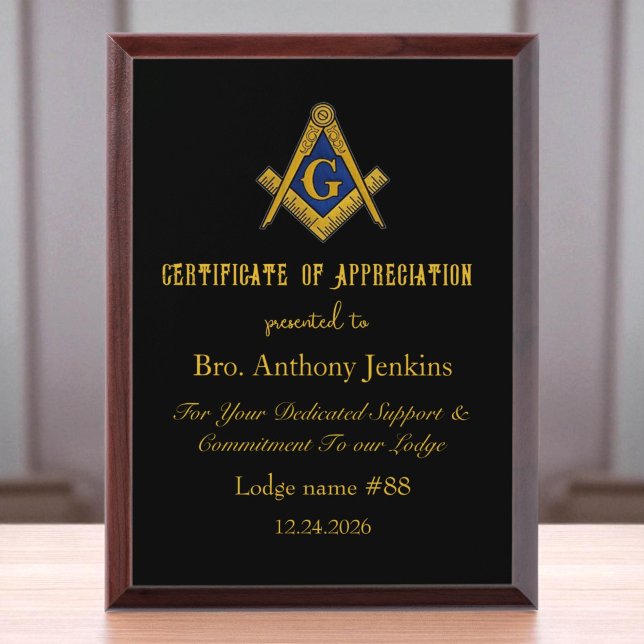 Freemason Master Mason Lodge Masonry Award Plaque (Creator Uploaded)