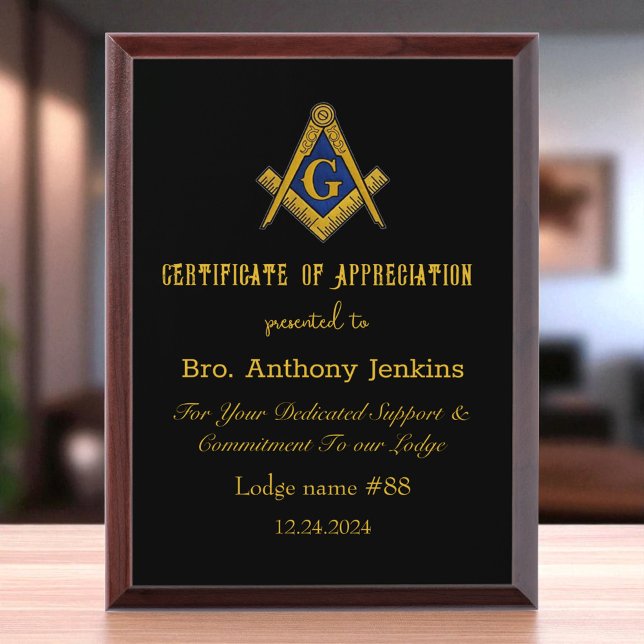 Freemason Master Mason Lodge Masonry Award Plaque (Creator Uploaded)