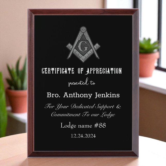 Freemason Master Mason Lodge Masonry Award Plaque (Creator Uploaded)