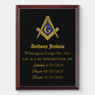 Freemason Master Mason Lodge Masonry Award Plaque