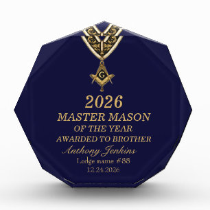 Freemason Master Mason Lodge Masonry Navy Blue Acrylic Award