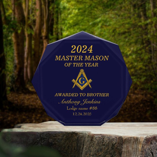 Freemason Master Mason Lodge Masonry Navy Blue Acrylic Award (Creator Uploaded)