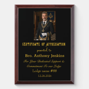 Freemason Master Mason Photo Lodge Masonry Award Plaque