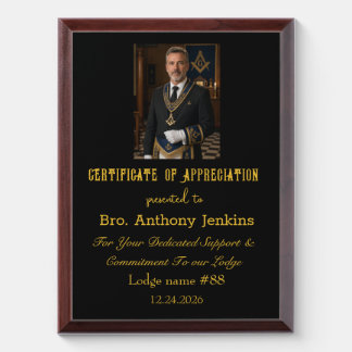 Freemason Master Mason Photo Lodge Masonry Award Plaque