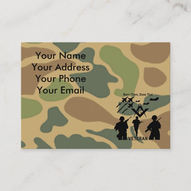 Freemason Military Veteran Business Card (Front)