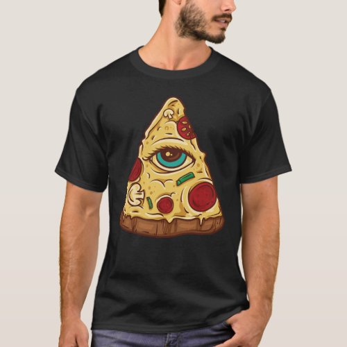 Freemason Pizza Great Eye illustration mysterious  T_Shirt