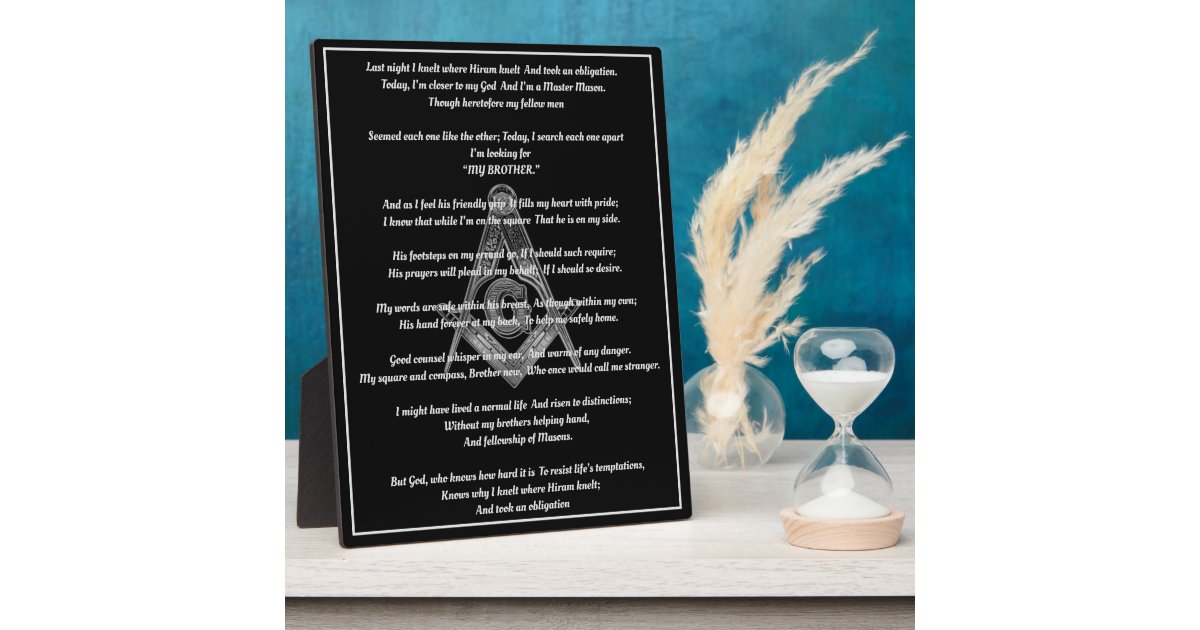 Freemason Poem Plaque | Zazzle