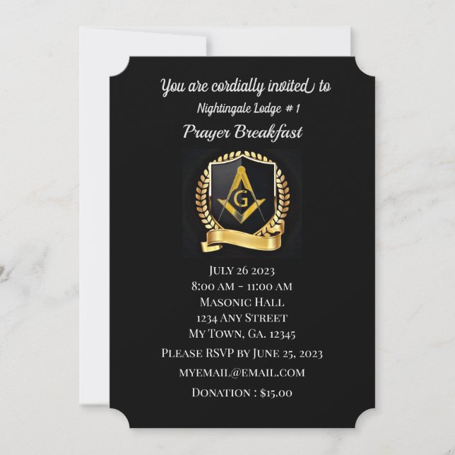Freemason Prayer Breakfast Invitation (Front)