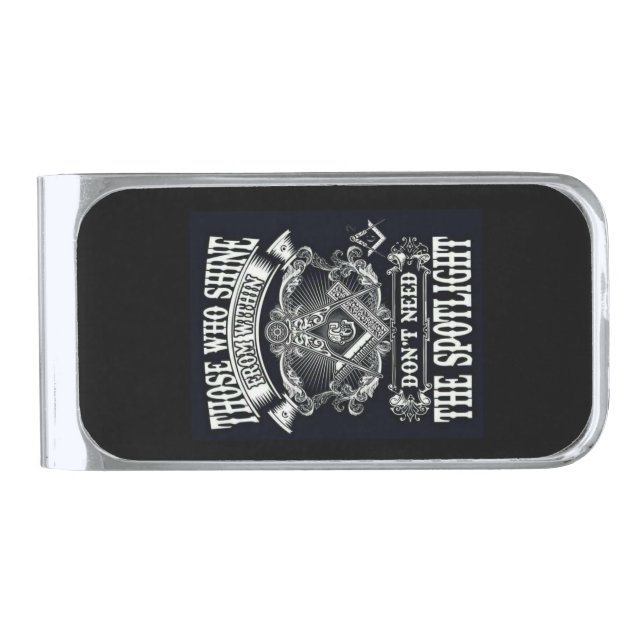 Freemason  silver finish money clip (Front)