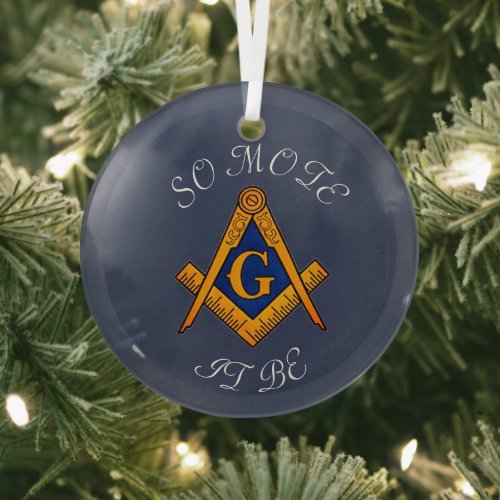 Freemason Square and Compass Charity Masonic  Glass Ornament