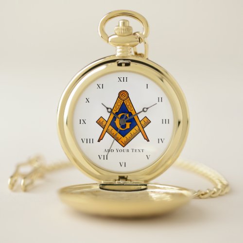 Freemason Square and Compass Charity Masonic gold Pocket Watch