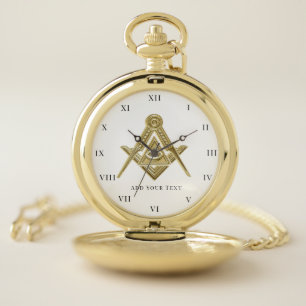 Freemason Square and Compass Charity Masonic gold Pocket Watch