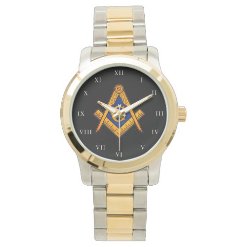 Freemason Square and Compass Charity Masonic gold Watch