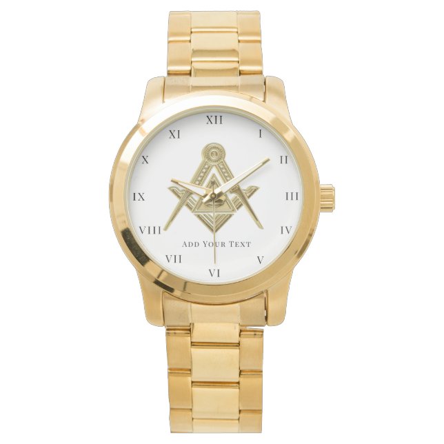 Freemason Square and Compass Charity Masonic gold Watch (Front)