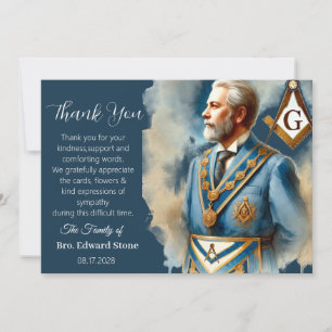 Freemason Sympathy Funeral Thank you Invitation