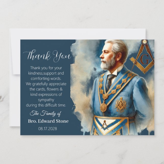 Freemason Sympathy Funeral Thank you  Invitation (Front)