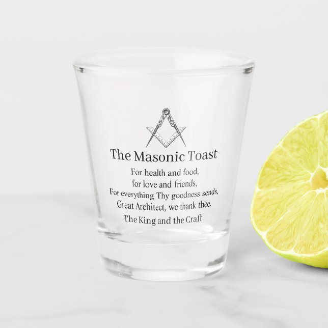 Freemason The Masonic Toast Engraved Whiskey Shot Glass (Front)