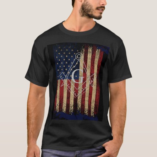 Freemason  Tiny Square Royal Art Beyond US Flag  T_Shirt