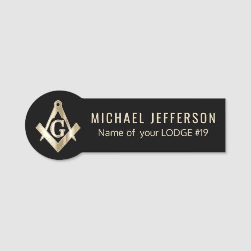 Freemasonary _ Black and Gold  Name Tag